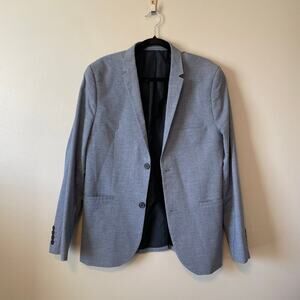H&M Super Skinny Fit Blazer light blue microrib wool blend size 40R